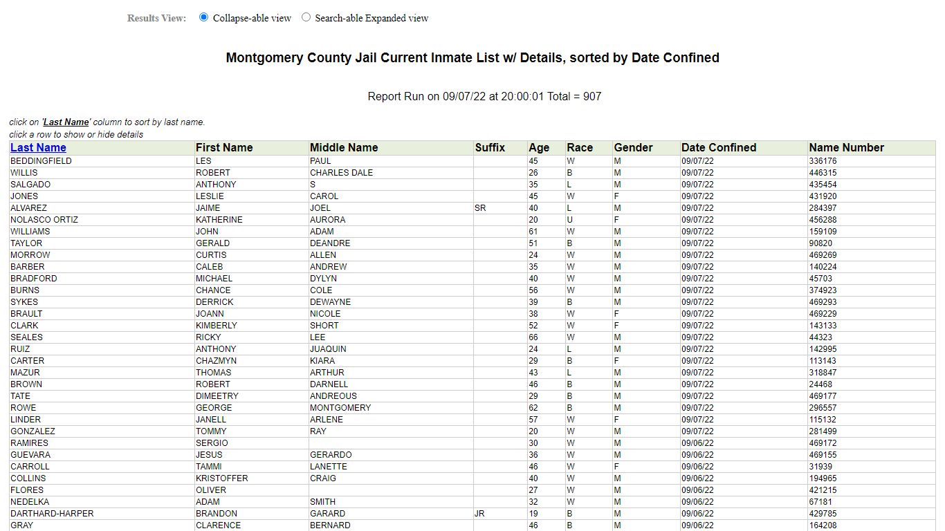 Jail Roster - Montgomery County, Texas